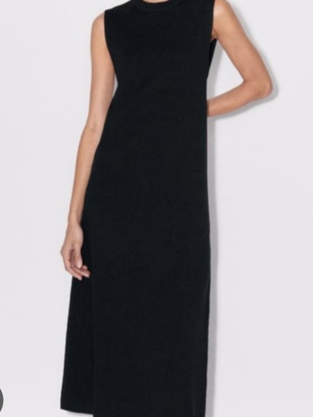 Black Sleeveless Long Crepe Dress - ZARA